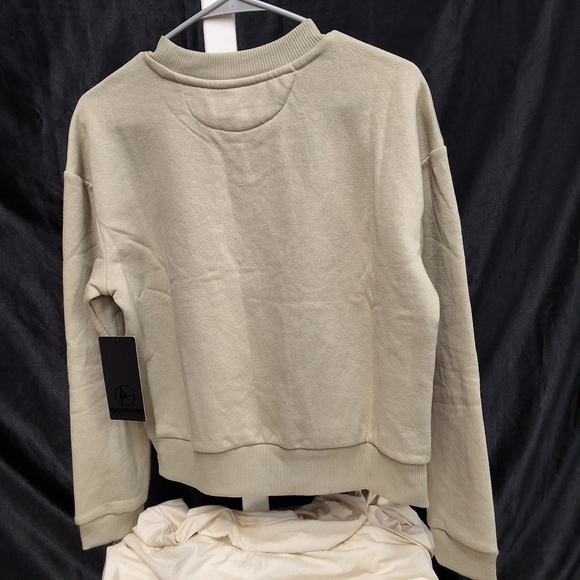 90 Degree By Reflex Cream Crew Neck Sweater with Ribbed Cuffs Brand New W/ Tags - Picture 5 of 10